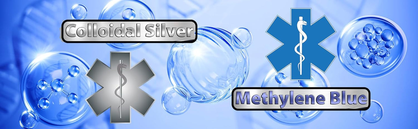 High Purity Methylene Blue 1% with Colloidal Silver Liquid Supplement for Brain Health - 4 oz Bottle