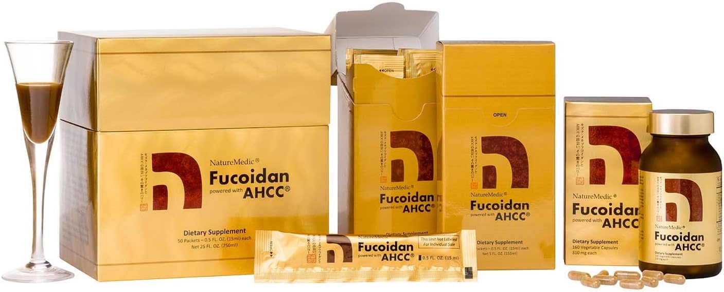 High Purity Organic Fucoidan & AHCC Immunity Supplement - 160 Capsules Made in Japan