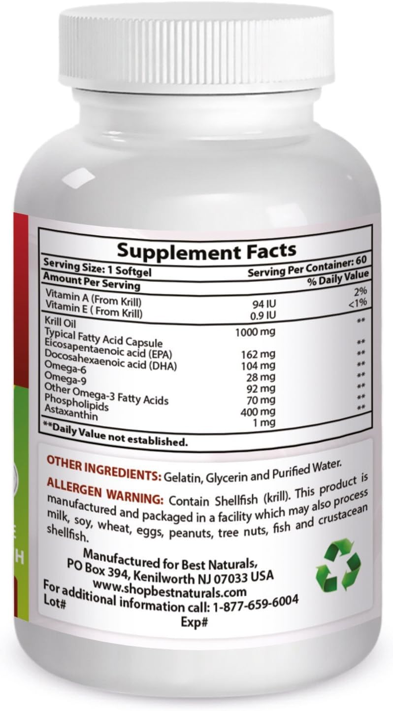 High-Quality 1000mg Krill Oil Softgels - 60 Count - Top Natural Supplement