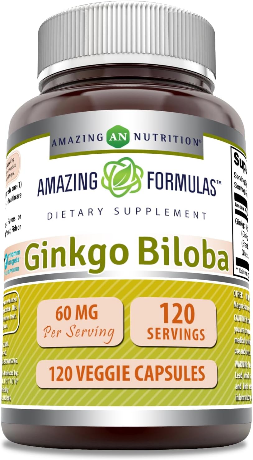 High-Quality 120mg Ginkgo Biloba Supplement - 120 Capsules | Standardized to 24% Ginkgo Flavone Glycosides | Non-GMO & Gluten Free | USA Made