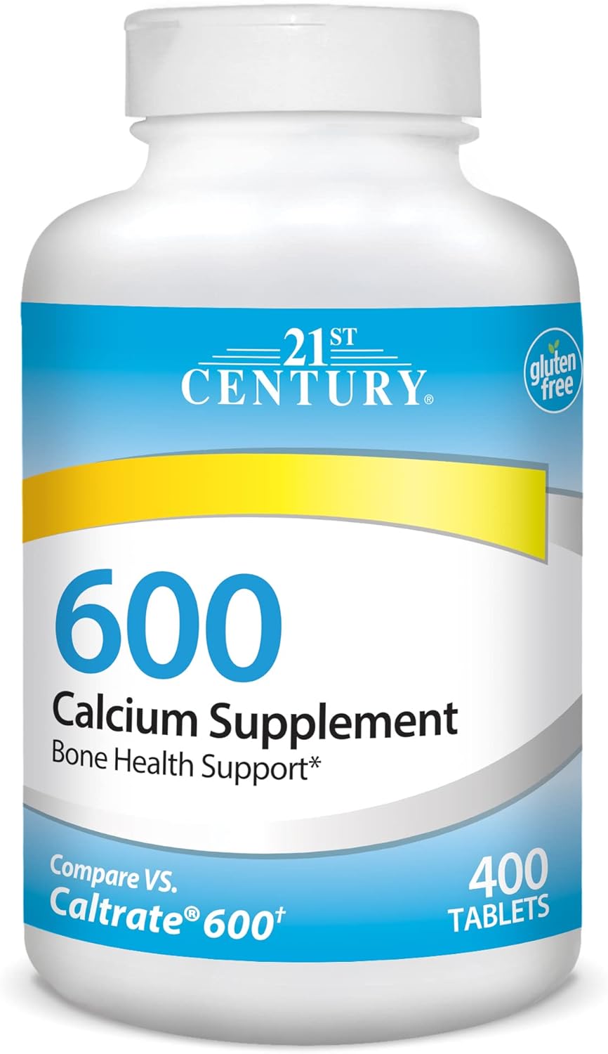 High-Quality 21st Century Calcium Supplement, 600 mg Tablets - 400 Count & Swisspers Premium Cotton Swabs, 300 Count Pack