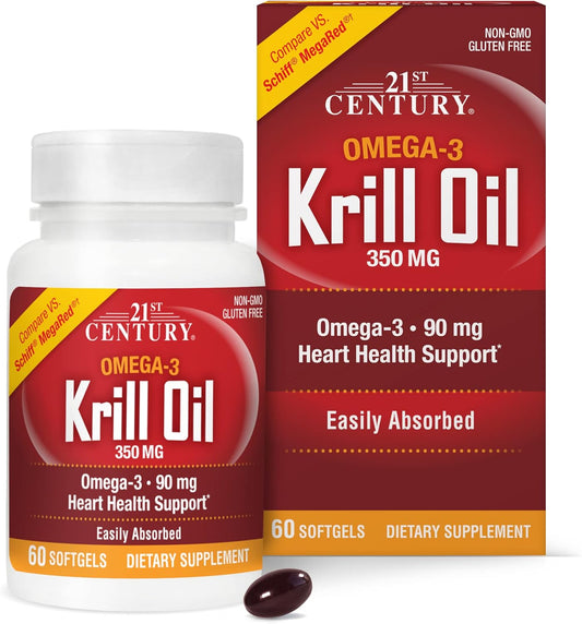 High-Quality 21st Century Krill Oil Supplement - 350mg, 60 Softgels