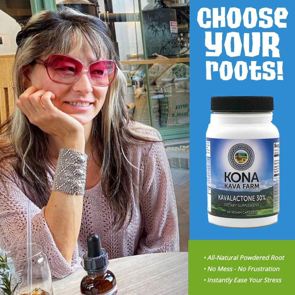 High-Quality 30% Kavalactone Kava Extract Capsules from Kona Kava Farm - 60 Capsules