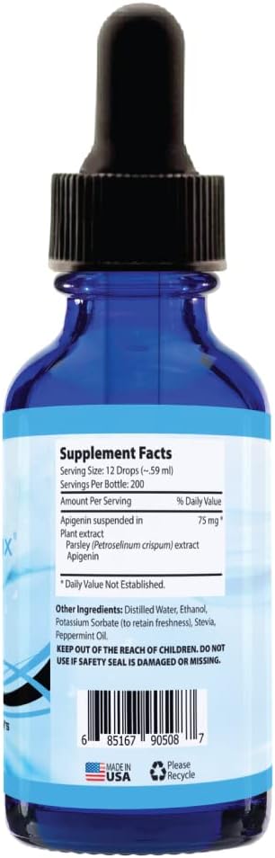 High-Quality Absonutrix Apigenin Drops - 75mg per Serving, 4oz Bottle, 200 Servings - USA Made, Quick Absorption, Non-GMO - GMP Certified, Cruelty-Free