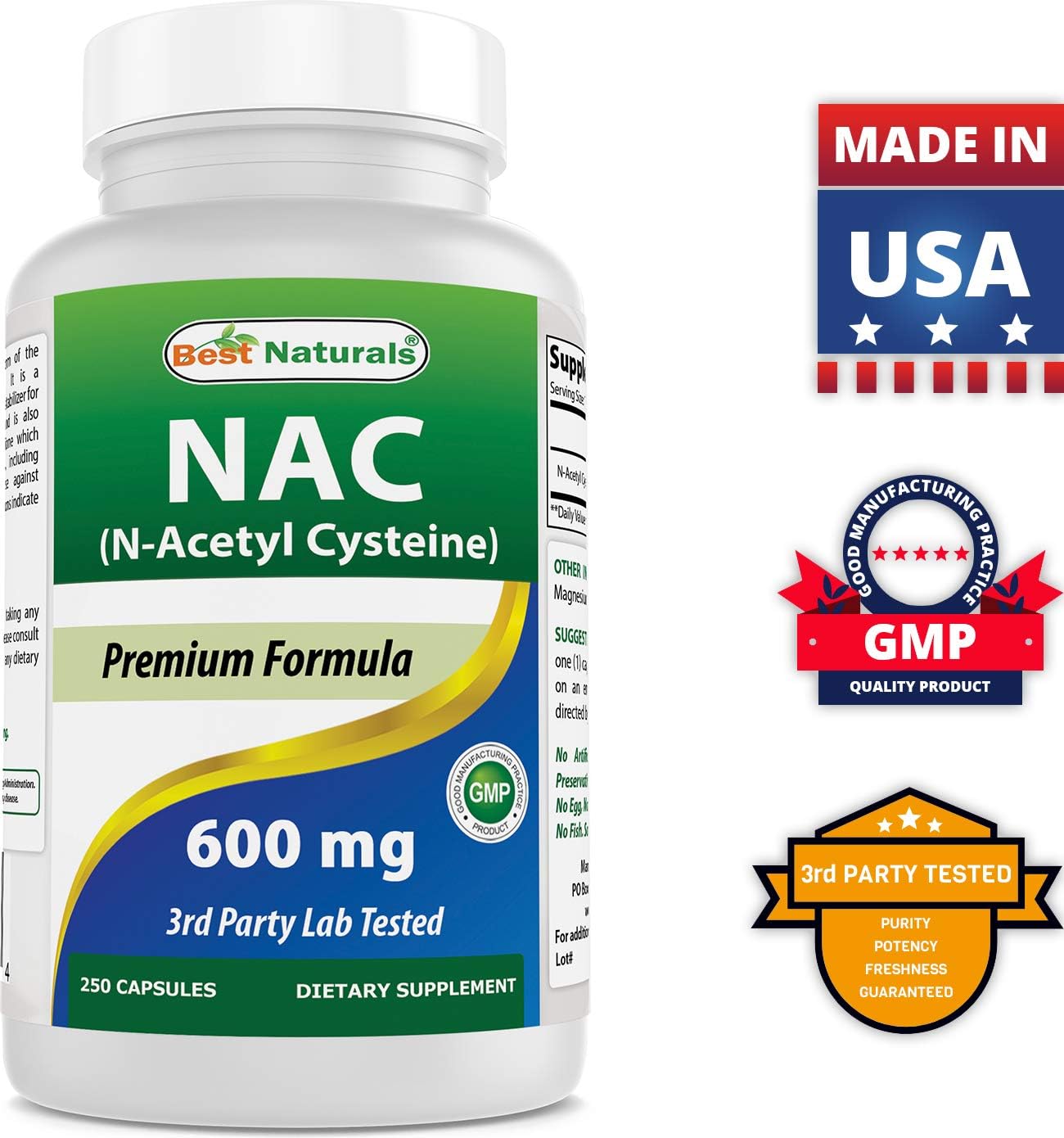 High-Quality Acetyl L-Carnitine 500 Mg & NAC N-Acetyl-Cysteine 600 mg Supplement for Optimal Health