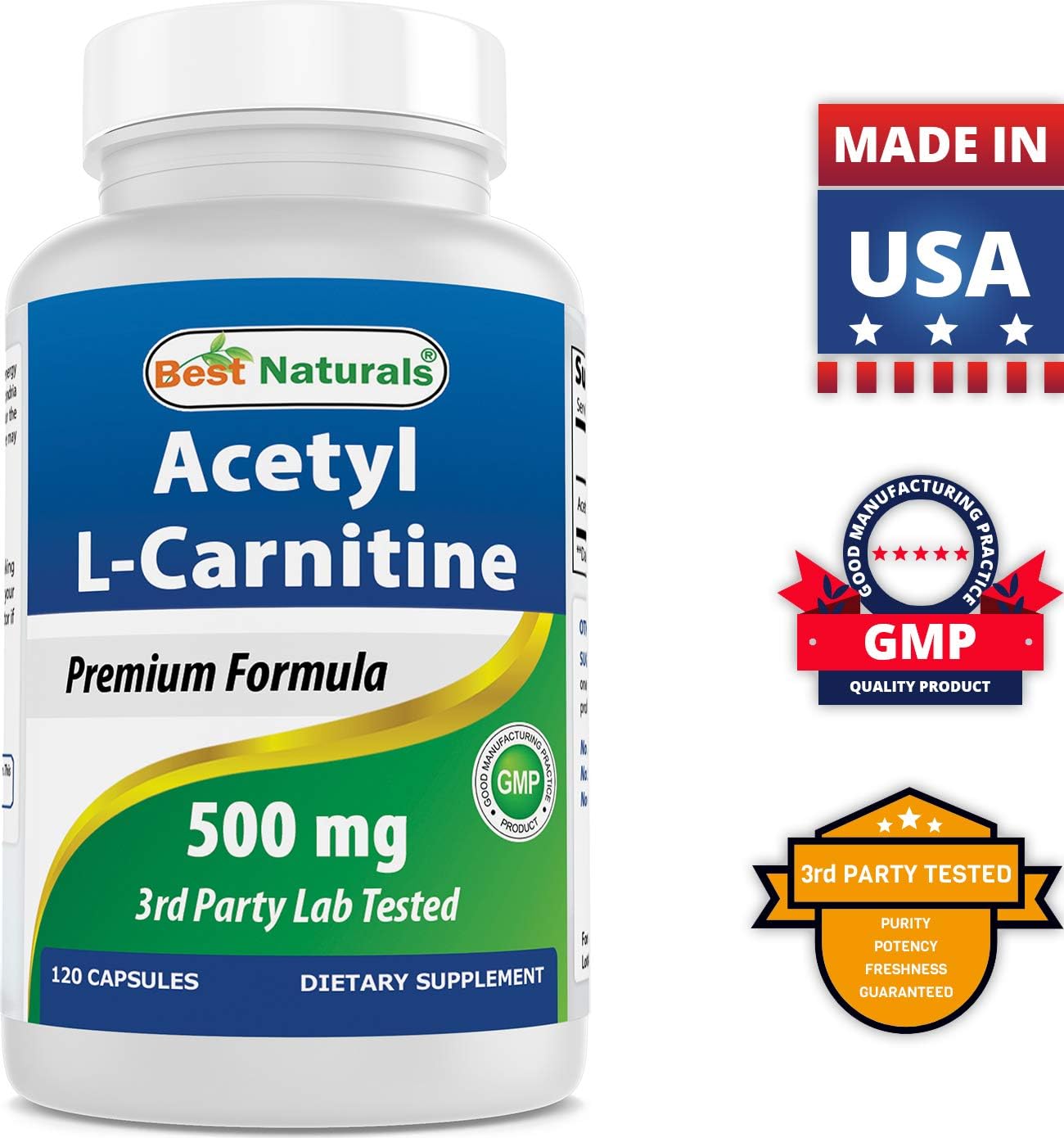 High-Quality Acetyl L-Carnitine and L-Lysine Supplement - 500mg Each for Optimal Health and Wellness