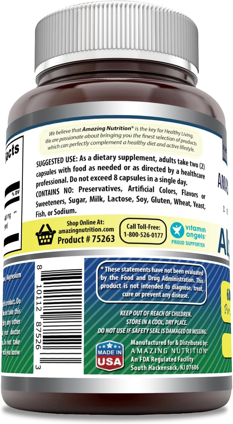 High-Quality Alpha GPC Supplement | 600mg Per Serving | 120 Capsules | Non-GMO | Gluten Free | Made in USA by Amazing Nutrition