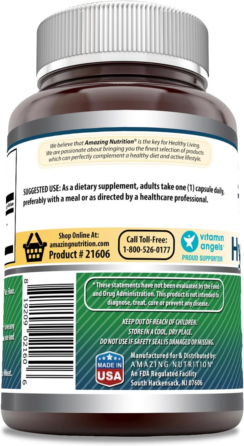 High Quality Amazing Nutrition Amazing Formulas Hyaluronic Acid 100mg - 250 Capsules | Gluten Free & Non GMO | USA Made Supplement