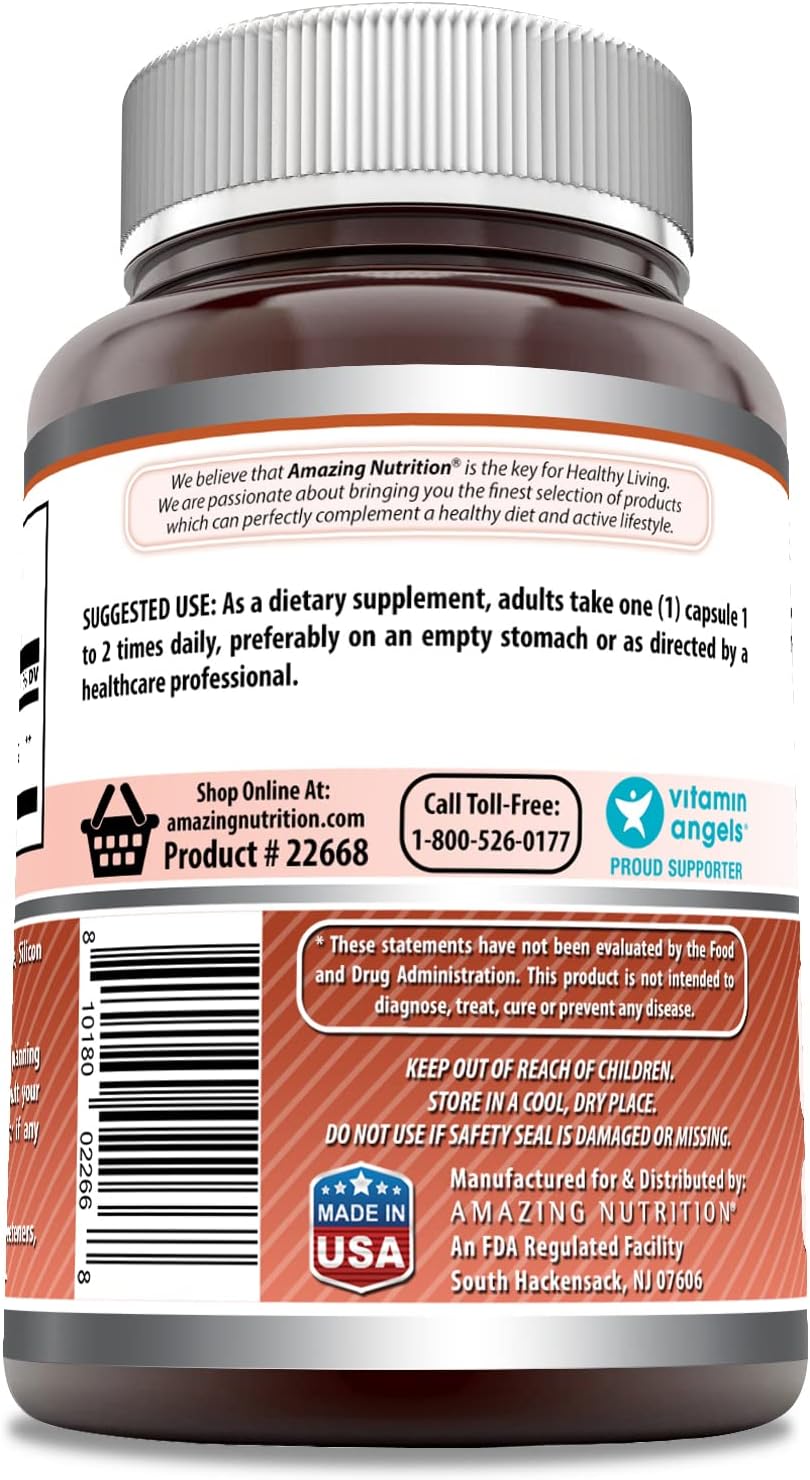 High Quality Amazing Nutrition L-Lysine 500mg Amino Acid Supplement - 250 Capsules - Non-GMO & Gluten Free - USA Made