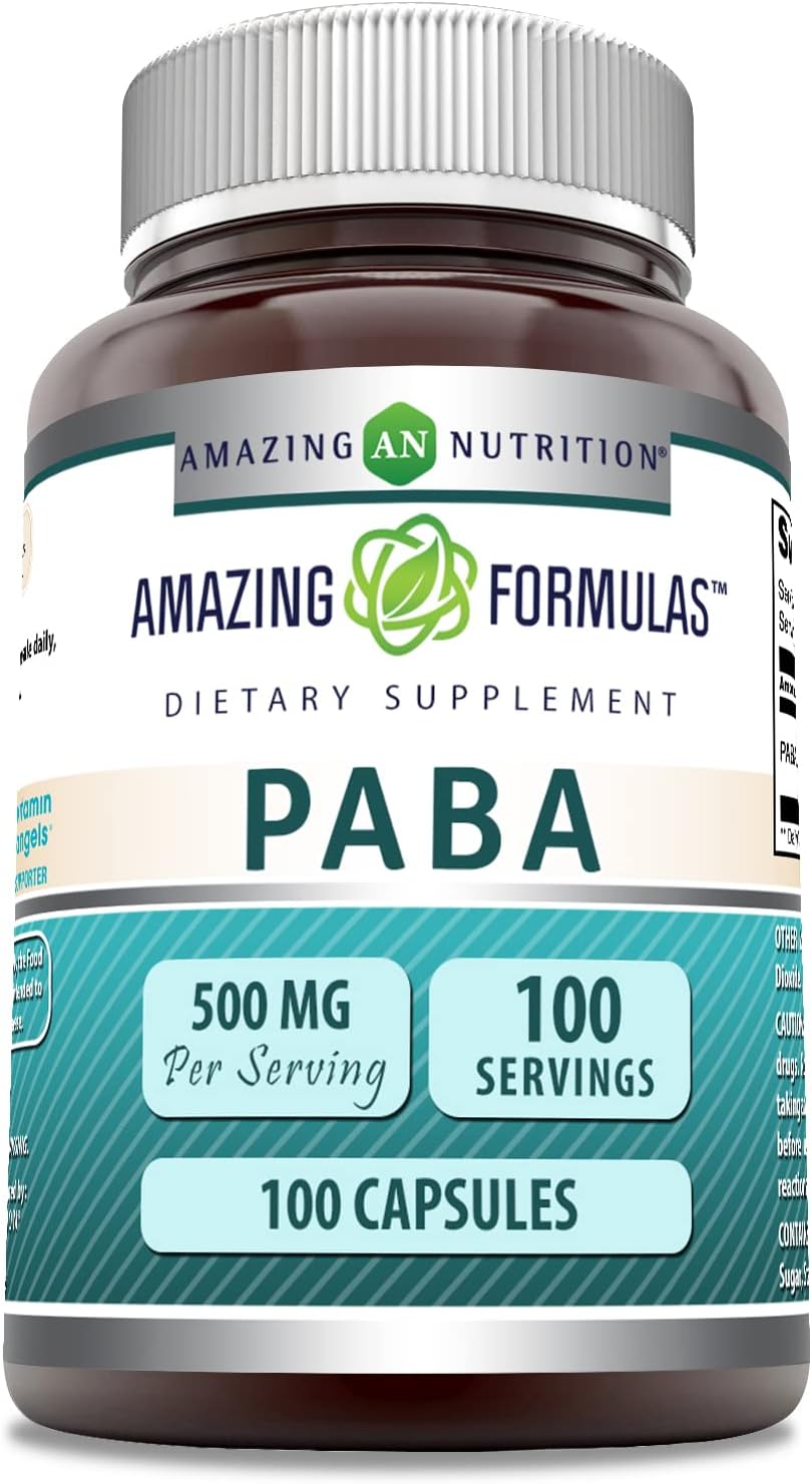 High-Quality Amazing Nutrition PABA Supplement - 500mg, 100 Capsules - Non-GMO, Gluten-Free, USA-Made