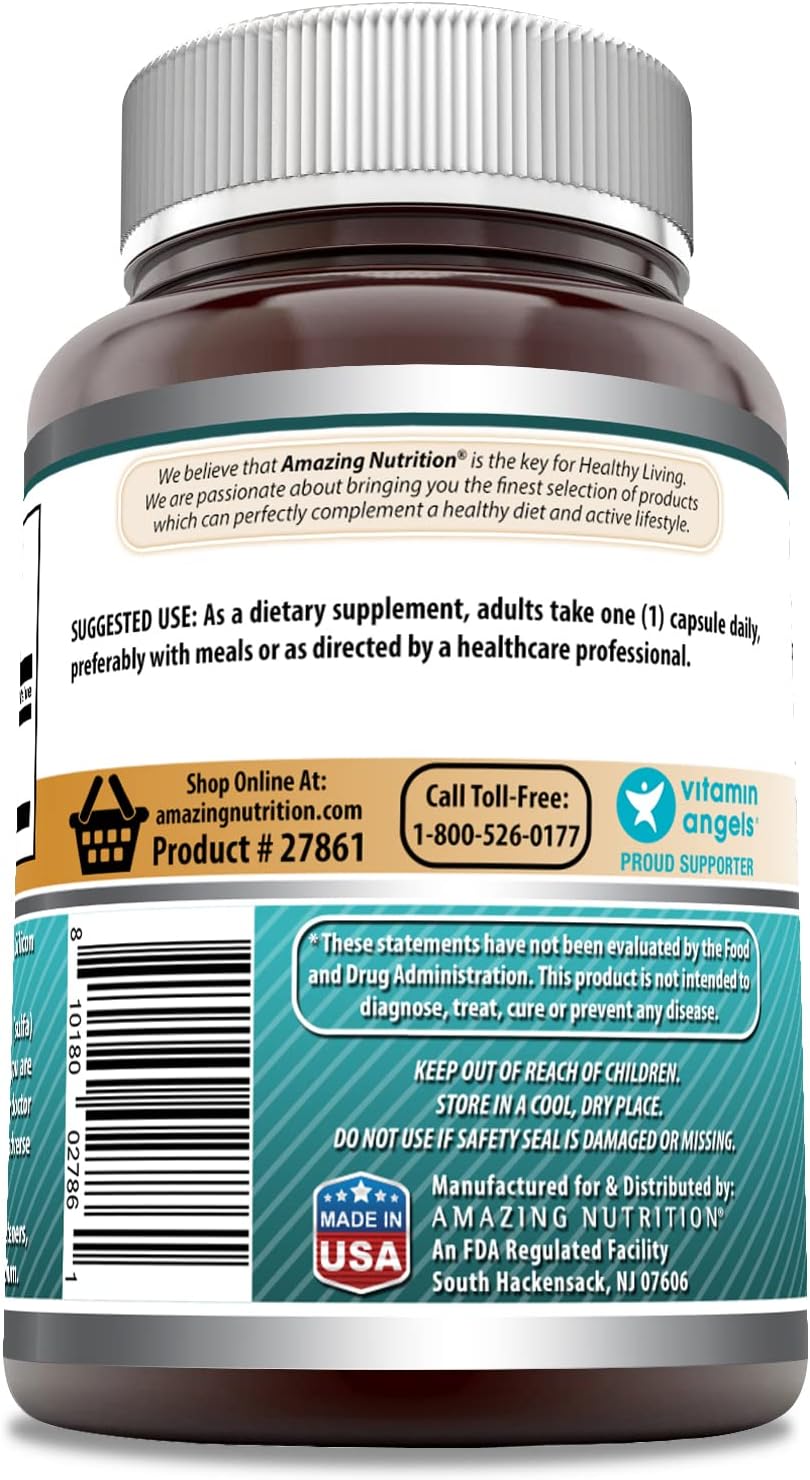 High-Quality Amazing Nutrition PABA Supplement - 500mg, 100 Capsules - Non-GMO, Gluten-Free, USA-Made