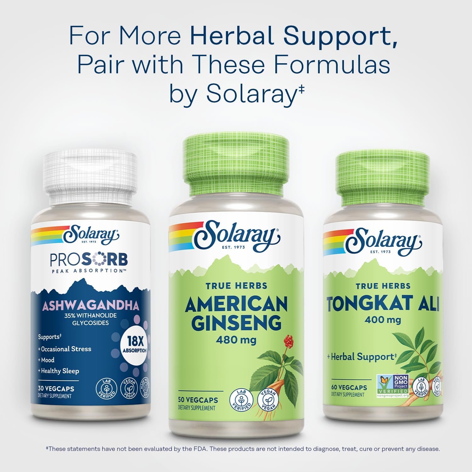High-Quality American Ginseng Supplement for Stress Relief, Energy, and Endurance - 50 VegCaps by SOLARAY