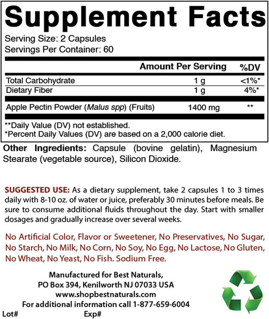 High-Quality Apple Pectin & Zinc Gluconate Supplement for Immune Support - 700mg & 50mg Tablets