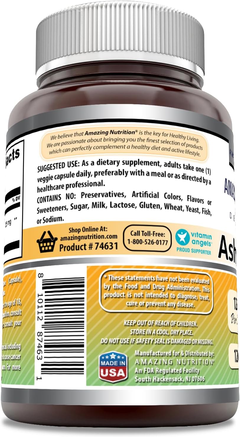 High-Quality Ashwagandha Extract Supplement | 125 Mg Per Serving | Veggie Capsules | Non-GMO & Gluten Free | Made in USA | 1 Pack, 120 Count