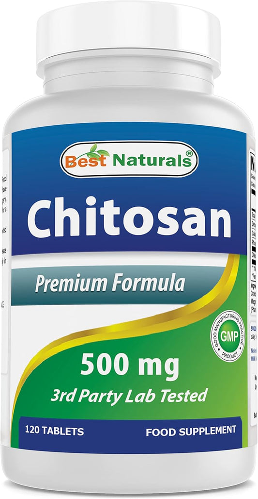 High-Quality Best Naturals Chitosan Supplement - 500 mg - 120 Tablets for Weight Management and Digestive Health