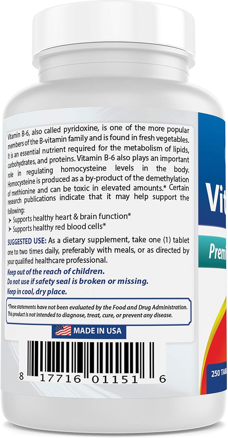 High Quality Best Naturals Vitamin B6 Supplement - 50 mg, 250 Tablets