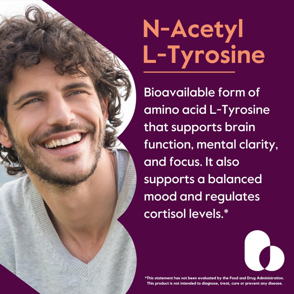 High-Quality BESTVITE N-Acetyl L-Tyrosine 350mg (NALT) Capsules - 120 Count - Stearate-Free - Non GMO - Gluten-Free