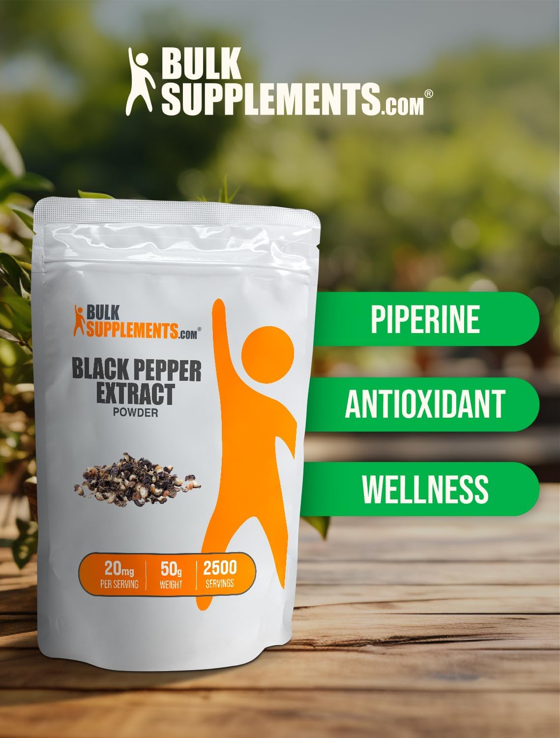 High Quality Black Pepper Extract Powder with 95% Piperine - Piperine Supplements - 20mg per Serving - 50g (1.8 oz) Pack