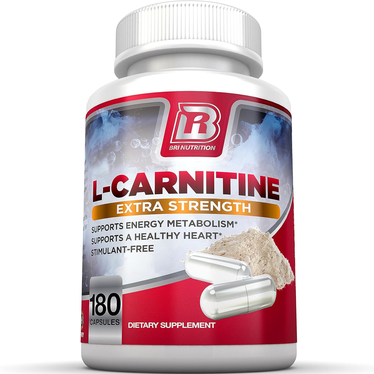 High Quality BRI L-Carnitine 1000mg - Metabolism Booster & Heart Health Support - 180 Veg Capsules
