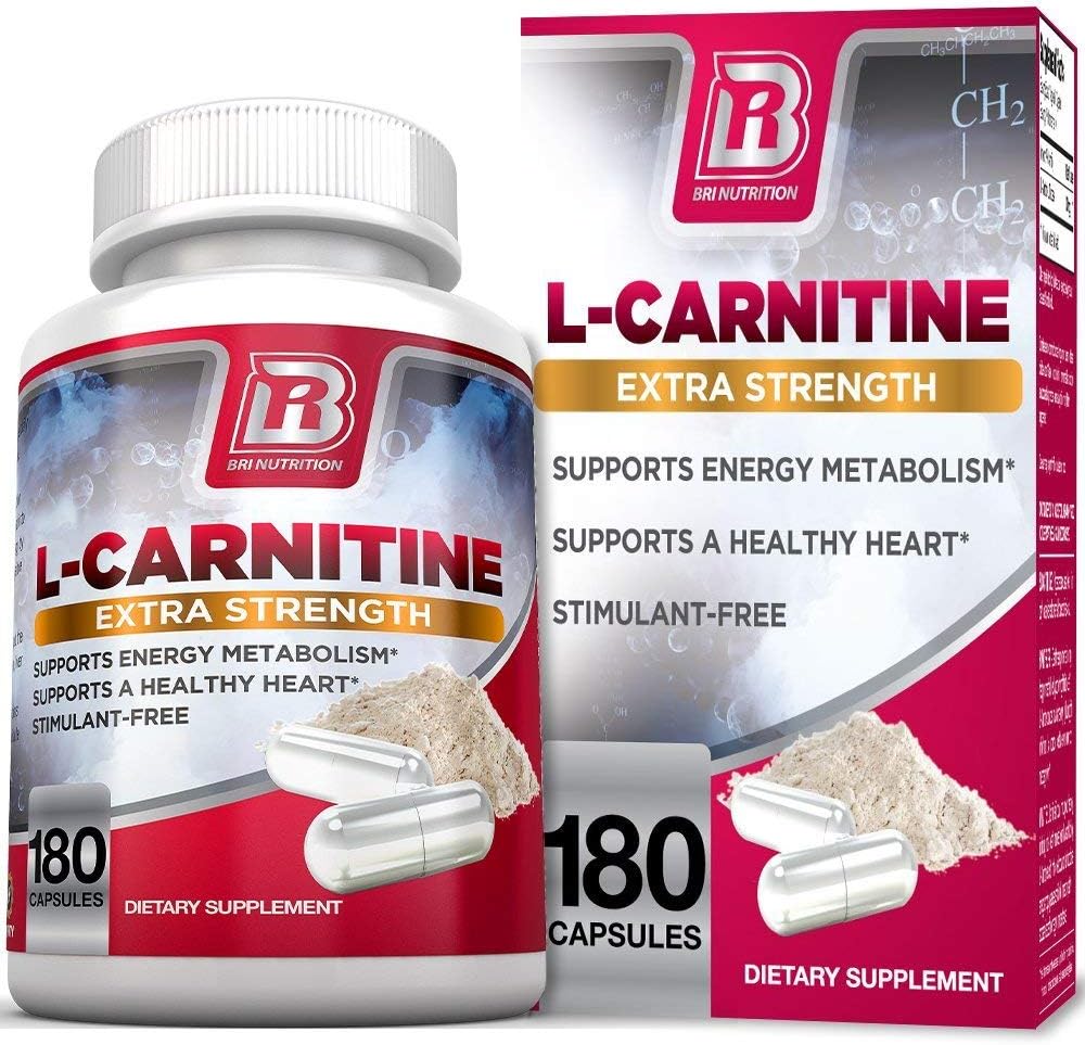 High Quality BRI L-Carnitine 1000mg - Metabolism Booster & Heart Health Support - 180 Veg Capsules