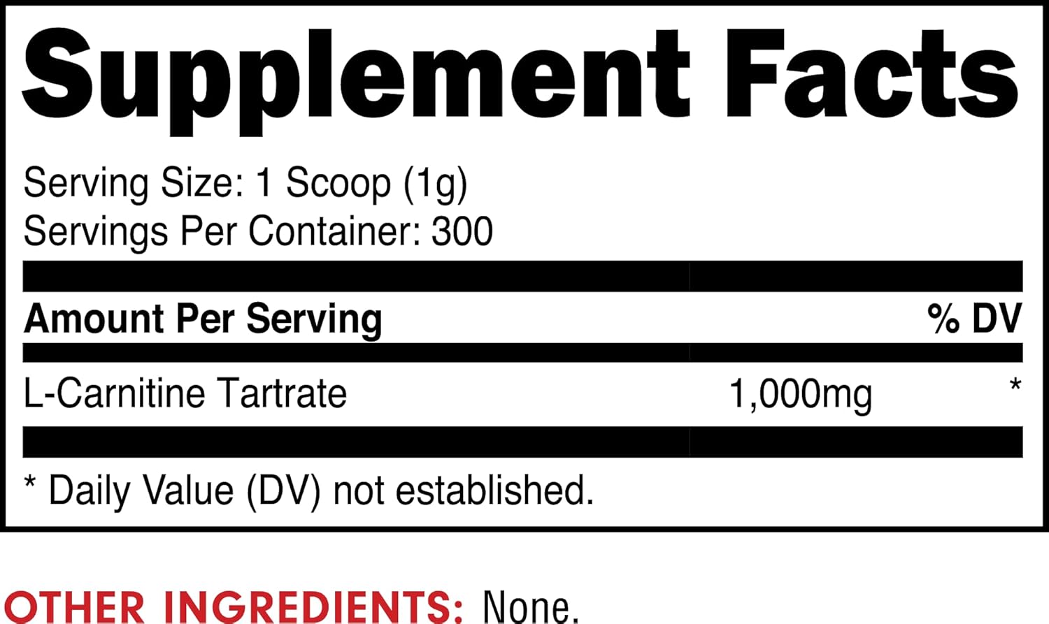 High-Quality Bucked Up L-Carnitine Tartrate Powder - 1000mg, 300 Servings - Essential Supplement for Energy and Slimming Formula