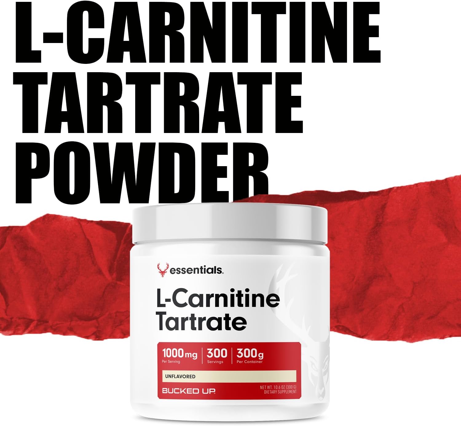 High-Quality Bucked Up L-Carnitine Tartrate Powder - 1000mg, 300 Servings - Essential Supplement for Energy and Slimming Formula