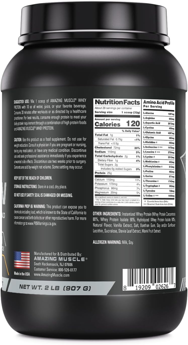 High-Quality Butterscotch Whey Protein Isolate & Concentrate Supplement | 25g per Serving | 2lb (0.90kg) | Non-GMO & Gluten-Free by Amazing Nutrition
