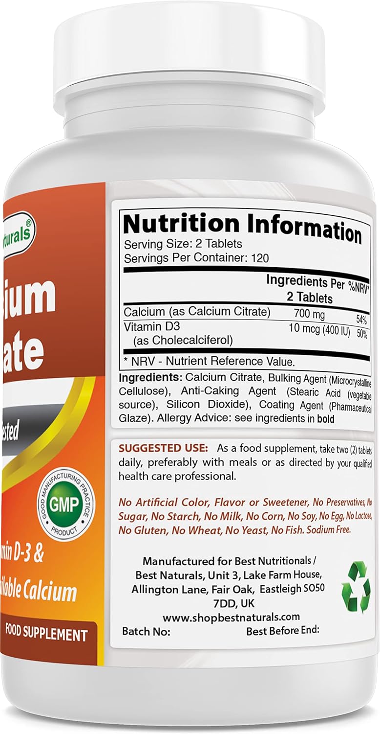 High-Quality Calcium Citrate with Vitamin D-3 in 240 Tablets - 240 Count Pack - BoostGo Australia