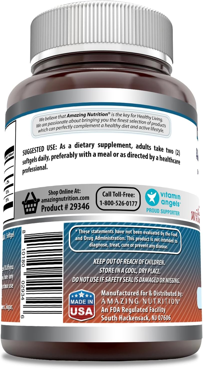 High-Quality Calcium with Vitamin D3 Supplement - 220 Softgels | Non-GMO & Gluten Free - Amazing Nutrition Formula
