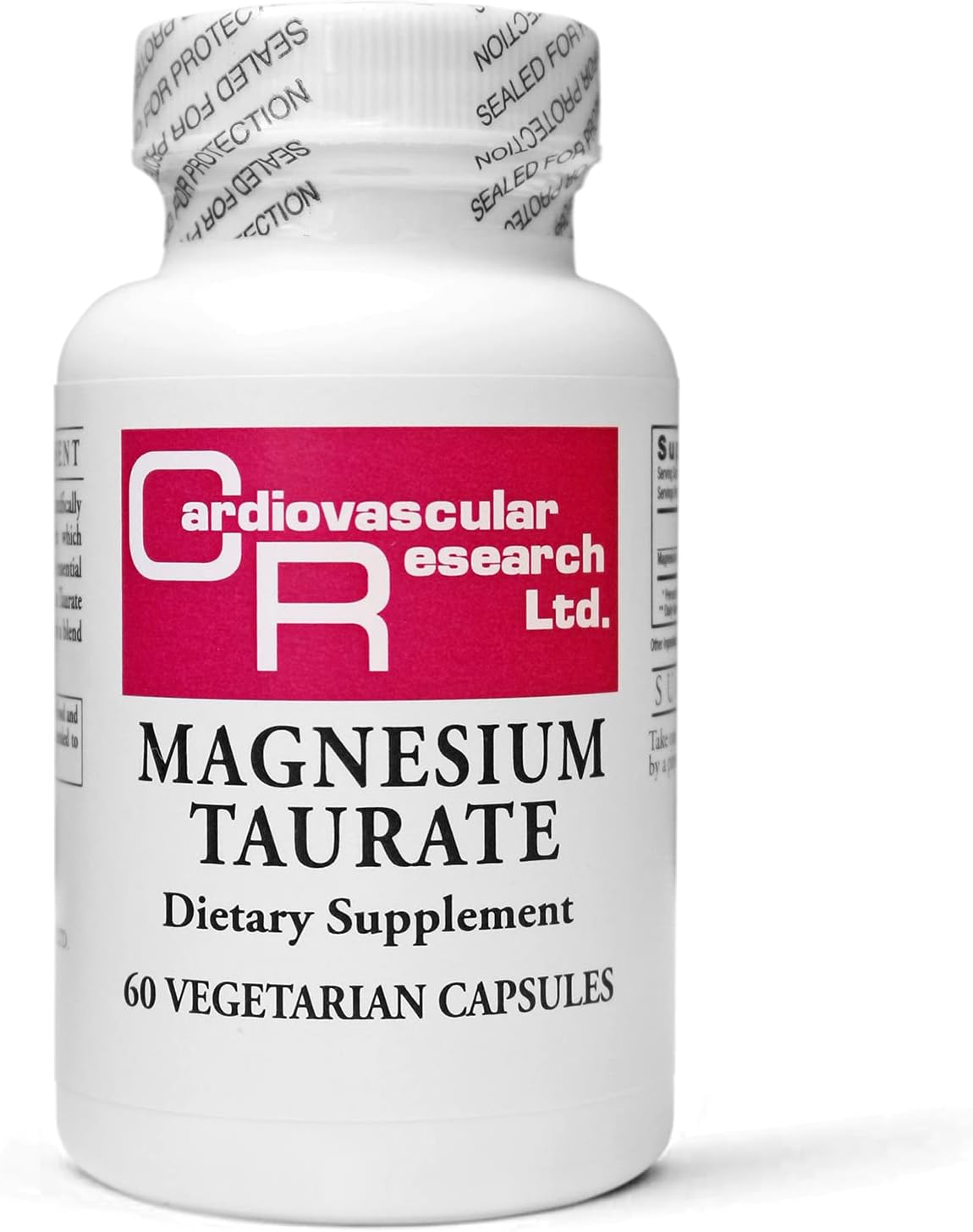 High-Quality Cardiovascular Support: Magnesium Taurate 125mg Capsules, 60 Count, White Color