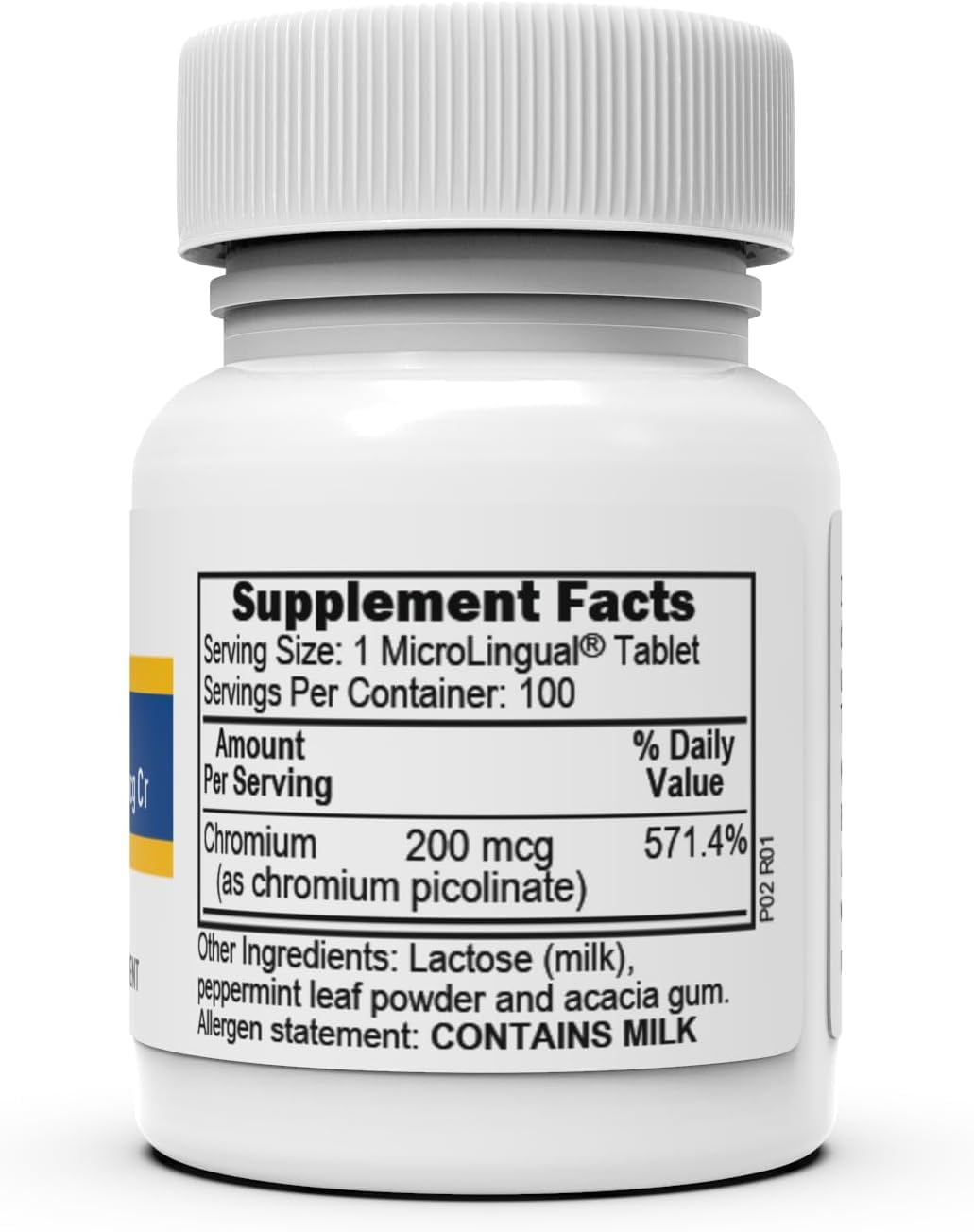 High-Quality Chromium Picolinate Supplement for Sugar Metabolism Support - 500 mcg, 50 Tablets - Men and Women's Health Mineral Aid
