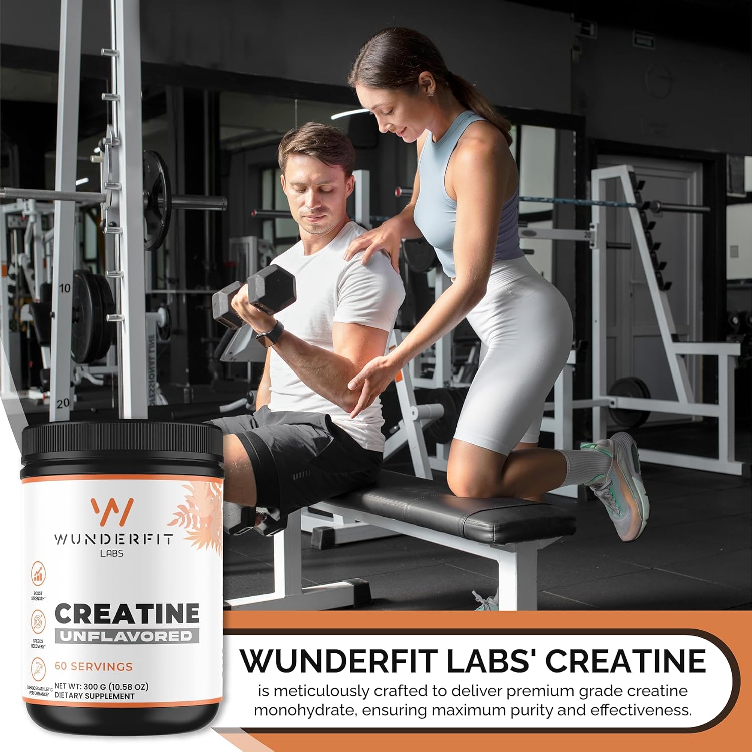 High-Quality Creatine Monohydrate Supplement by Wunderfit Labs - Boost Muscle Strength and Performance