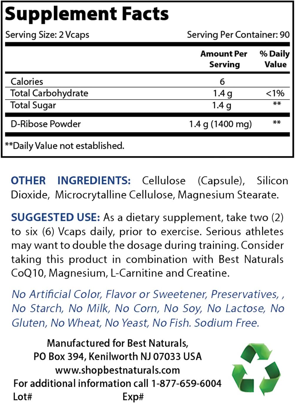 High-Quality D-Ribose Powder and NAC 600 mg Combo for Optimal Health - 1 Pound