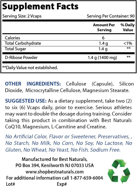 High-Quality D-Ribose Powder and NAC 600 mg Combo for Optimal Health - 1 Pound