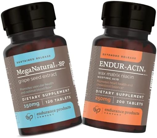 High-Quality Endurance Products: Grape Seed Extract & Extended-Release Niacin - 320 Tablets for Heart Health & Energy Boost
