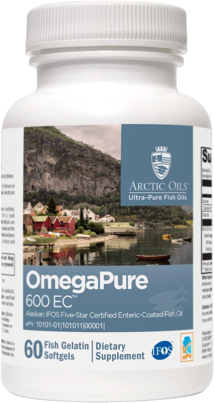 High-Quality Enteric-Coated Omega-3 Fish Oil Supplement with DHA and EPA for Cardiovascular and Cognitive Health - IFOS Five-Star Certified (60 Softgels)