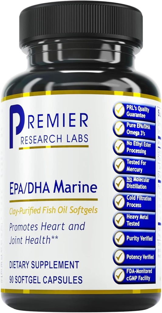 High-Quality EPA DHA Marine Softgels - Omega 3 Fish Oil Supplement for Men & Women - Natural Fatty Acids - 90 Capsules