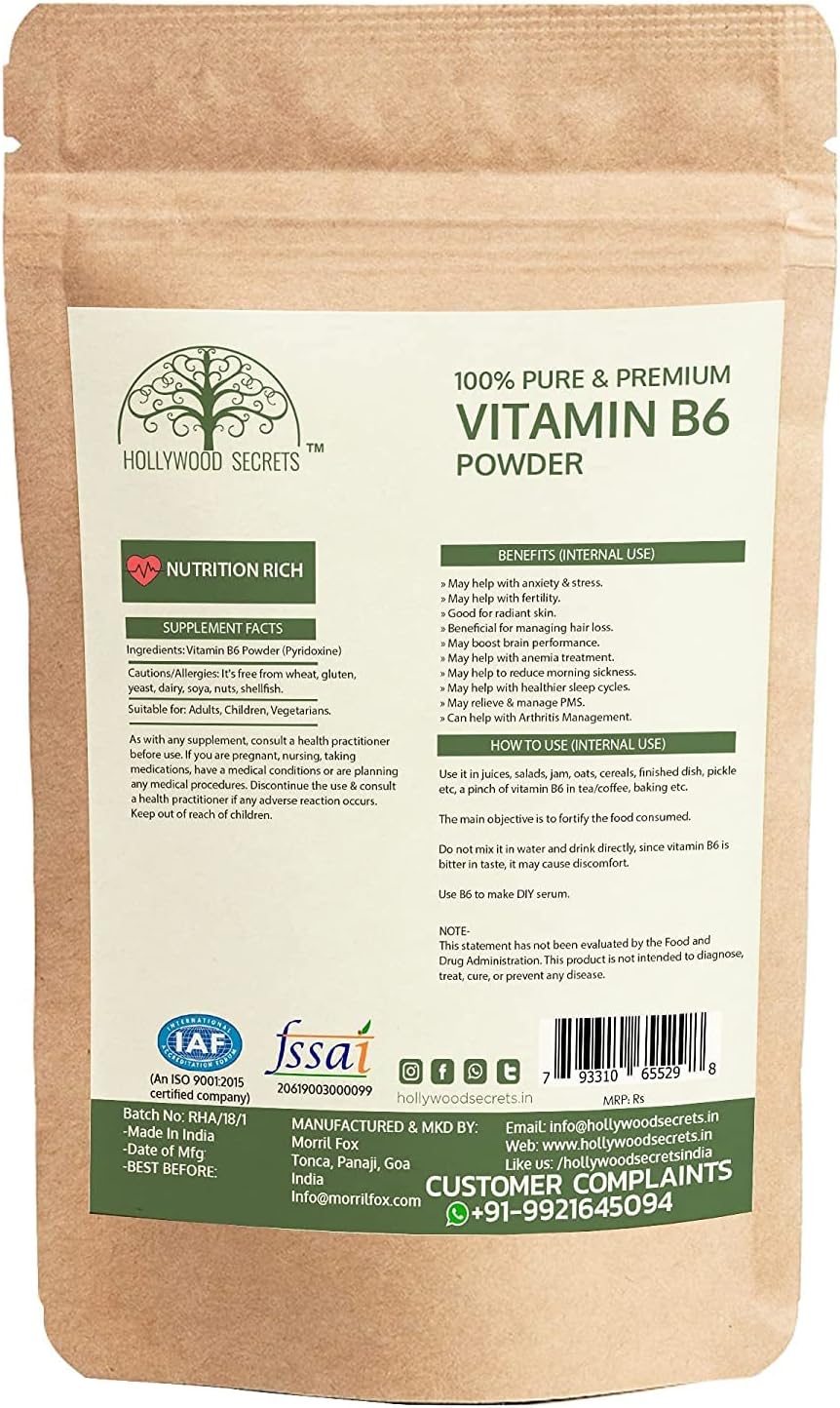 High-Quality Goldy Pyridoxine Powder - 50gm of Vitamin B6
