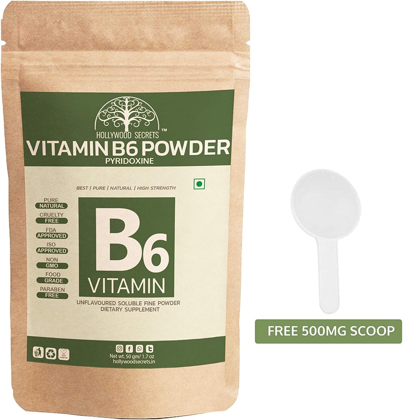 High-Quality Goldy Pyridoxine Powder - 50gm of Vitamin B6