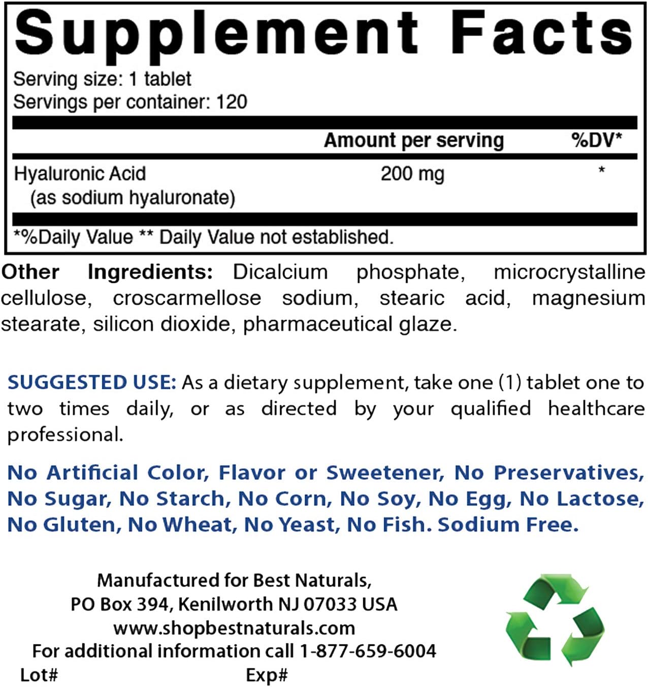 High-Quality Hyaluronic Acid 200 mg and COQ10 100 mg Supplement for Optimal Health and Wellness