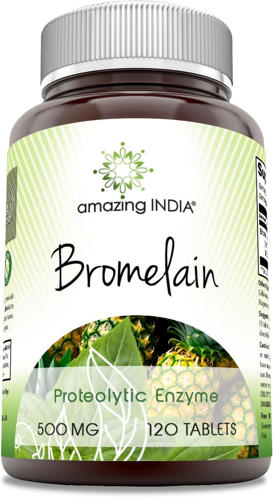 High-Quality India Bromelain 500 mg Supplement - 120 Tablets | Non-GMO & Gluten Free | USA-Made