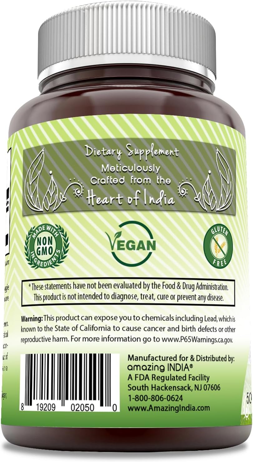 High-Quality India Natural Shatavari 500 Mg Supplement | 120 Veggie Capsules | Non-GMO & Gluten-Free | Vegetarian Formula