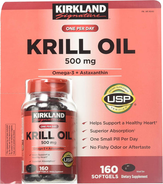 High-Quality Kirkland Signature Krill Oil Softgels - 500mg, 160 Count