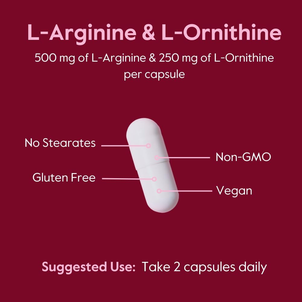 High-Quality L-Arginine L-Ornithine Supplement (480 Capsules) - Vegan, Non-GMO, Gluten-Free - No Fillers - No Stearates - Potent Formula