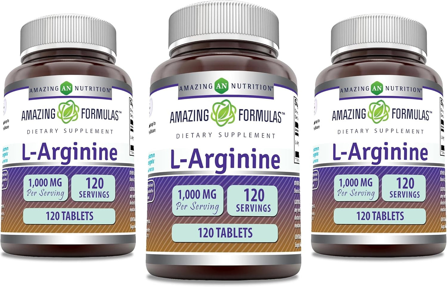 High Quality L-Arginine Supplement | 1000 Mg Per Serving | Amino Acid Tablets for Men & Women | Non-GMO & Gluten Free | Made in USA (120 Count x 3)