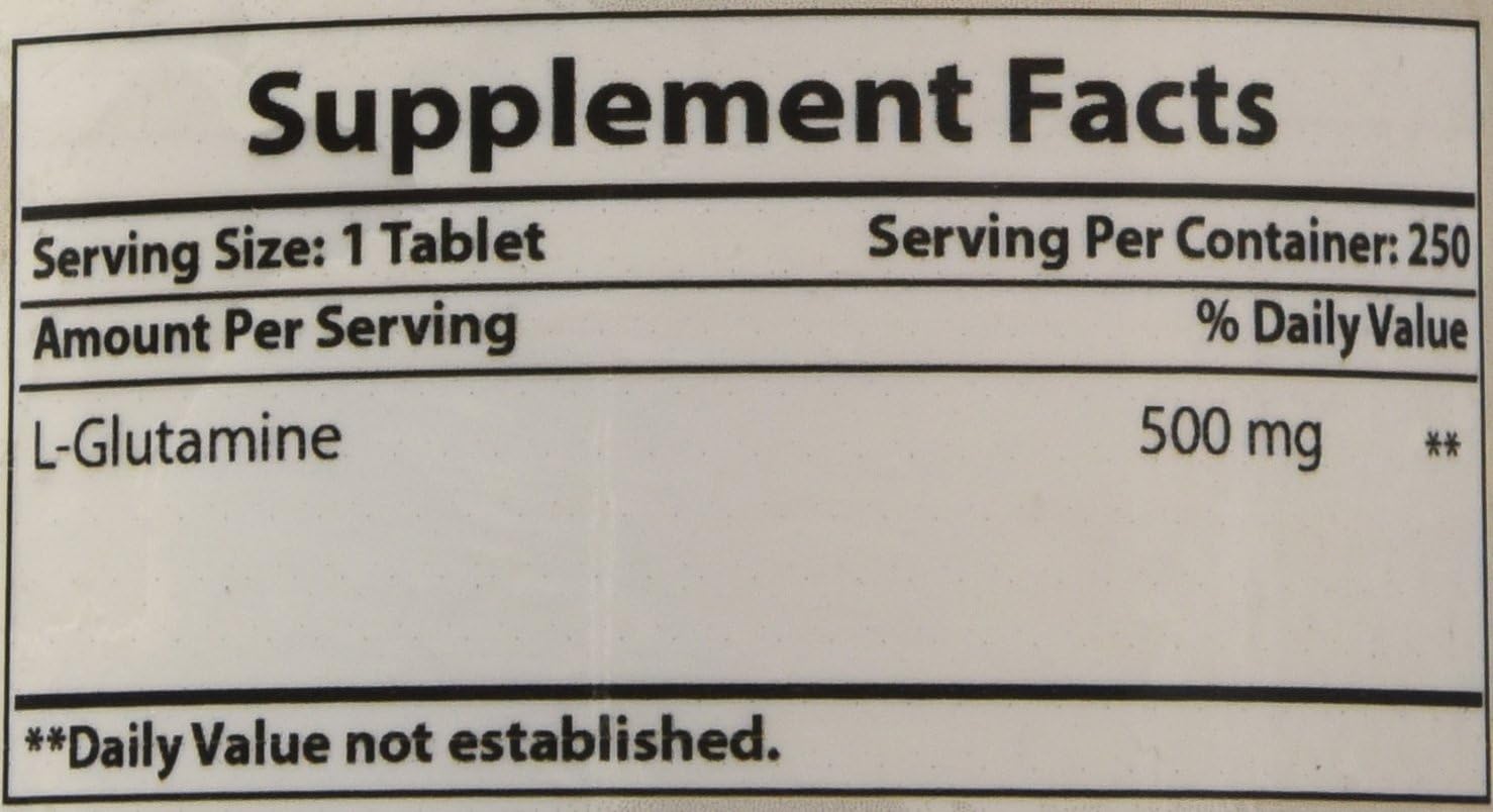 High-Quality L-Glutamine 500 mg Tablets - 250 Count for Optimal Results