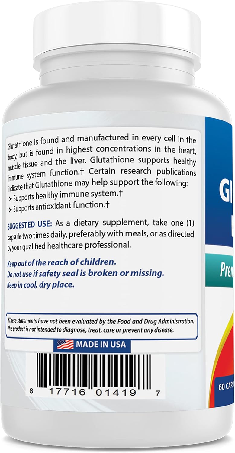 High-Quality L-Glutathione Supplement - 250mg, 60 Capsules