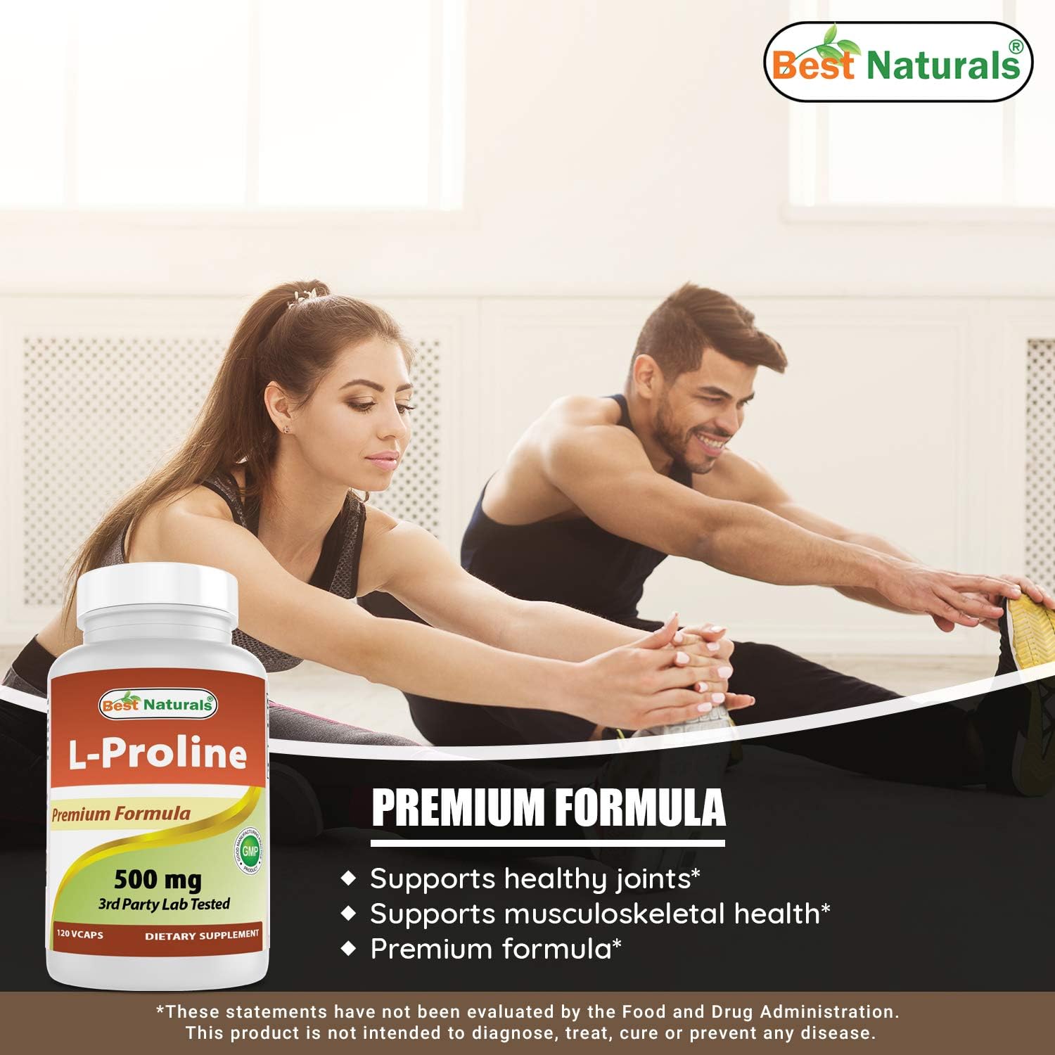 High-Quality L-Lysine and L-Proline Supplement - 500 mg Each for Immune Support and Collagen Production