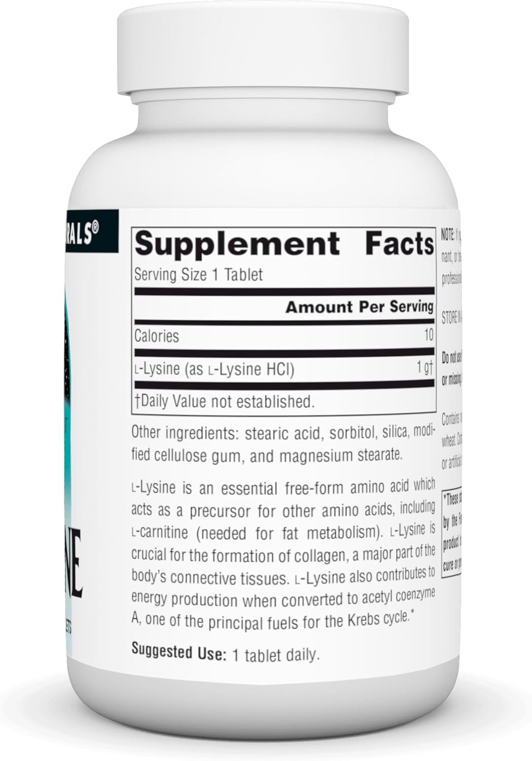 High-Quality L-Lysine Free Form Amino Acid Supplement for Energy & Collagen Support - 1000mg - 50 Tablets