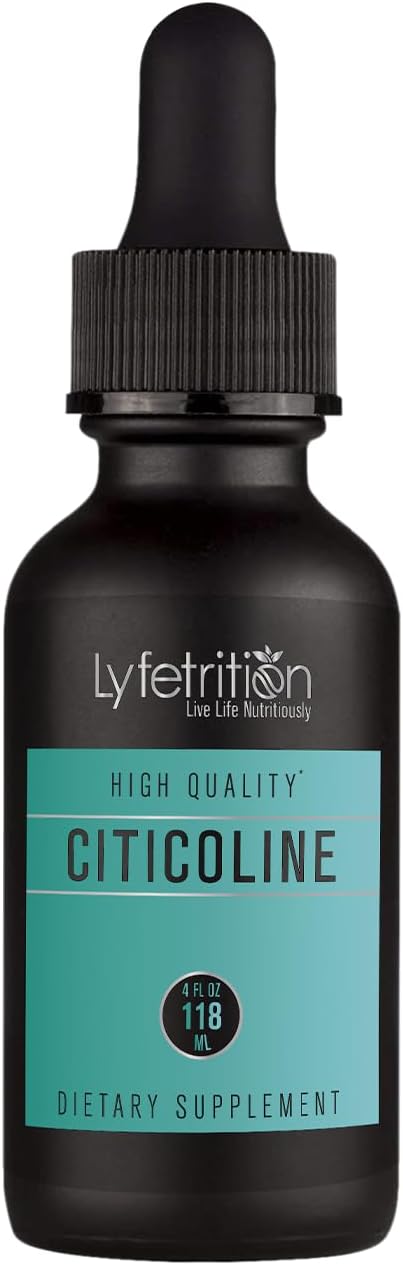 High-Quality Lyfetrition Citicoline Liquid Drops 536mg - 4 Oz Bottle, 220 Servings - USA Made, Fast Absorption, Potent Non-GMO Ingredients - GMP Certified, Cruelty-Free - Liquid Supplement